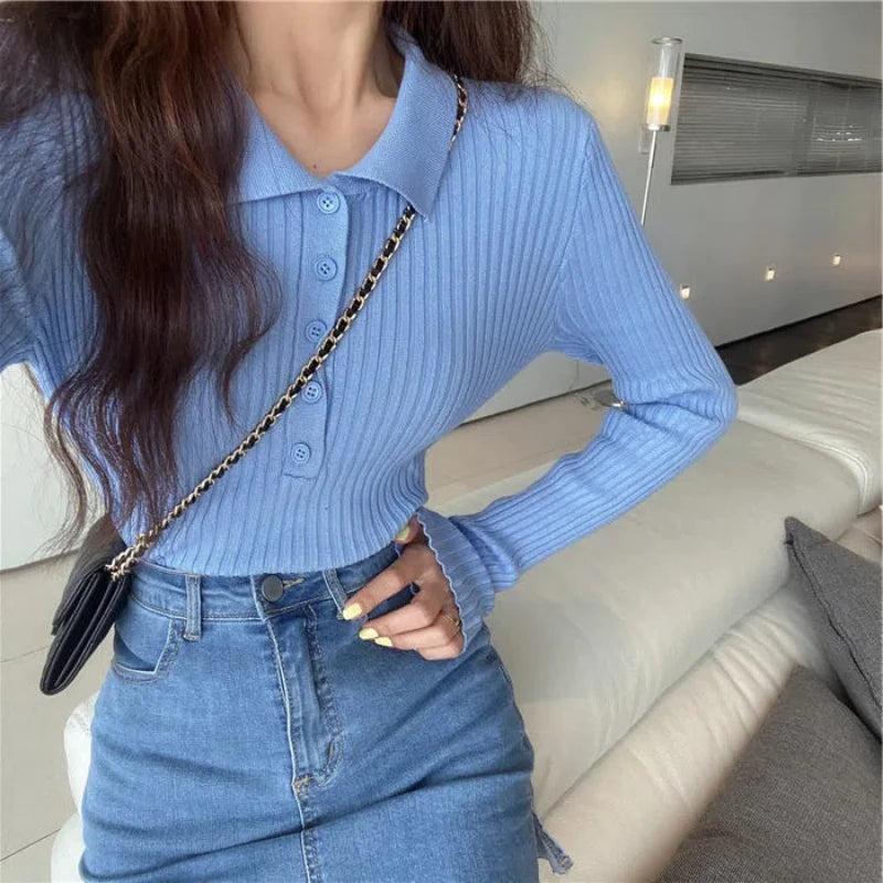 Polo Collar Knit Sweater